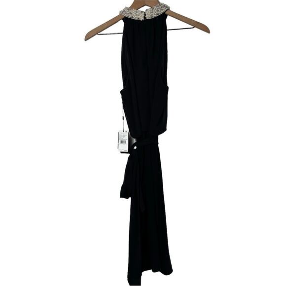 ADRIANNA PAPELL WOMEN'S PEARL MOCK NECK JERSEY MINI DRESS BLACK 10 BRAND NEW - Picture 3 of 8